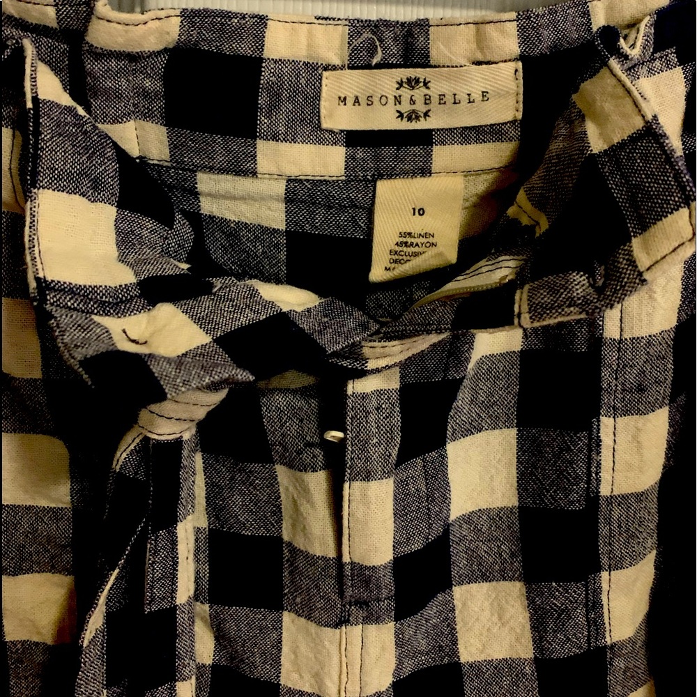 Mason Belle for Stitch Fix Linen buffalo check shorts Paper Bag Tie waist sz 10